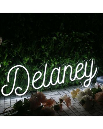 Delaney White Neon Sign