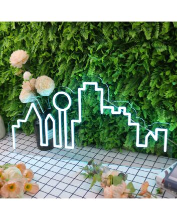 City Skyline Blue Neon Sign