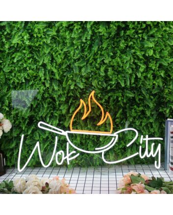 Wok City White Custom Neon Sign