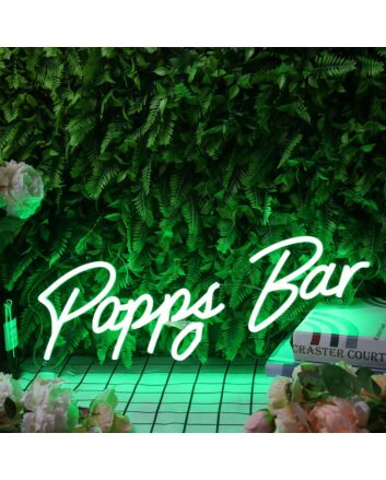 Popps Bar Green Neon Sign