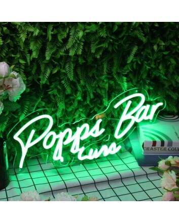 Popps Bar Green Neon Sign