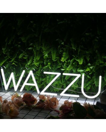 WAZZU White Neon Sign