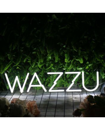 WAZZU White Neon Sign
