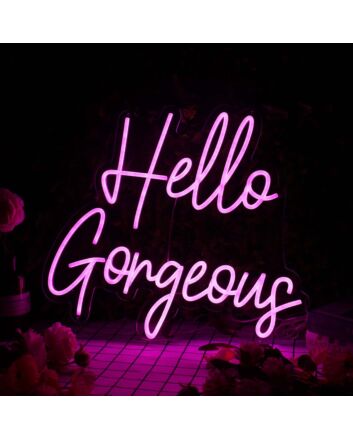 Hello Gorgeous Purple Neon Sign
