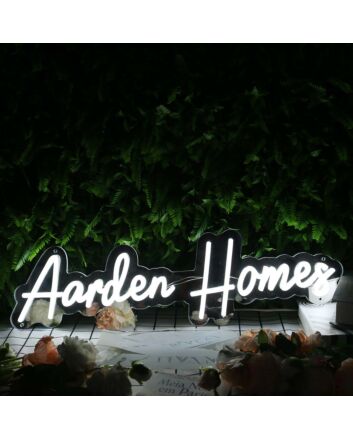 Aarden Homes White Neon Sign