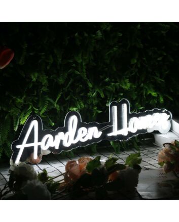 Aarden Homes White Neon Sign