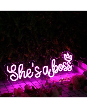 She's A Boss Purple Neon Sign