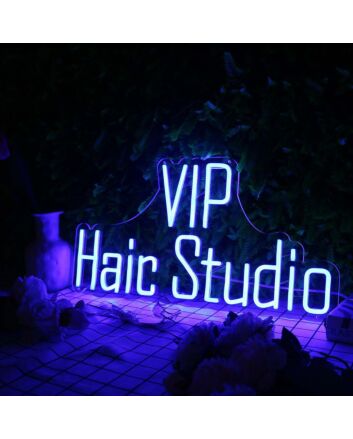 VIP Hair Studio Blue Neon Sign