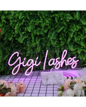 Gigi Lashes Purple Neon Sign