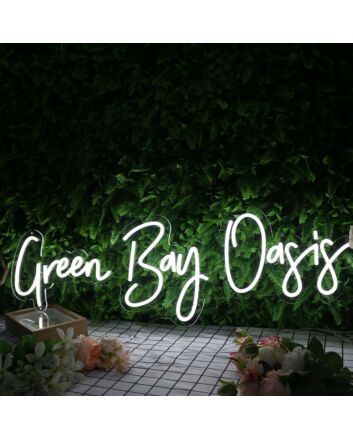 Green Bay Oasis White Neon Sign