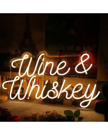 Wine And Whiskey Yellow Neon Sign