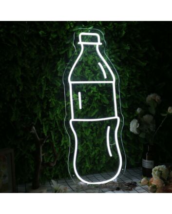A Bottle Of Beverage White Neon Sign