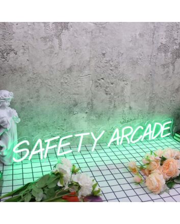 Safety Arcade Green Neon Sign