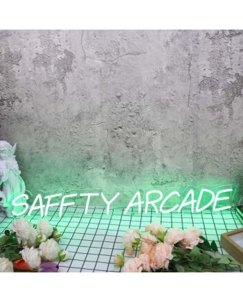 Safety Arcade Green Neon Sign