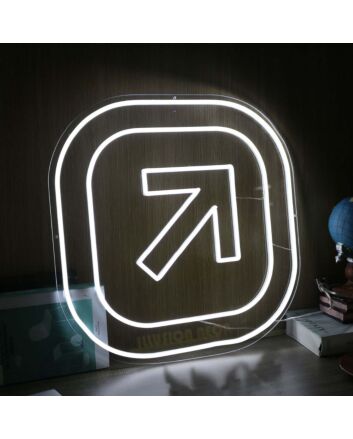 Arrow Button White Neon Sign