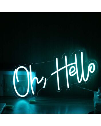 Oh Hello Blue Neon Sign