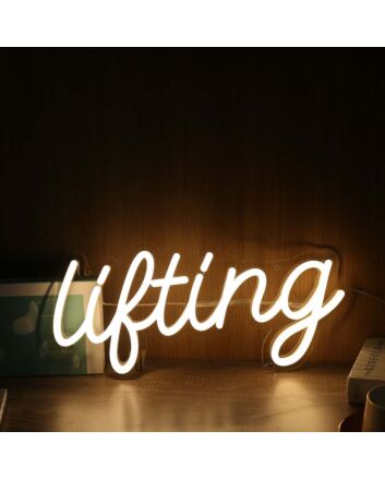 Lifting Yellow Neon Sign