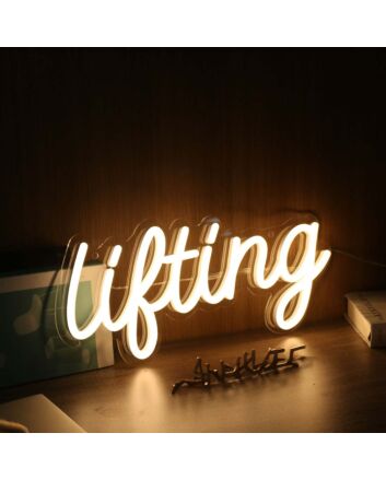 Lifting Yellow Neon Sign