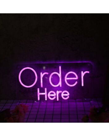 Order Here Purple Neon Sign