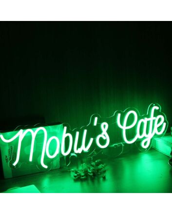 Moby&#039;s Cafe Green Neon Sign
