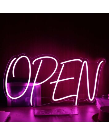 Open Purple Neon Sign