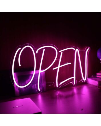 Open Purple Neon Sign