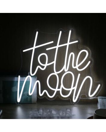 To The Moon White LED Neon Sign