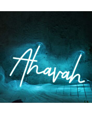 Ahavah Blue Neon Sign
