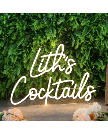 Lith's Cocktails Yellow Neon Sign