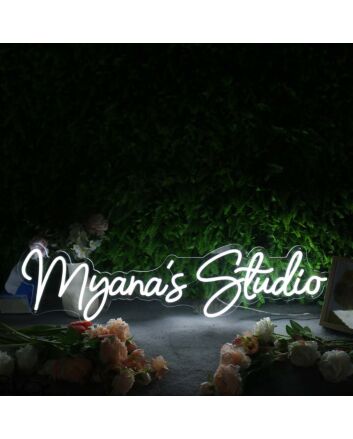 Myana's Studio White Neon Sign