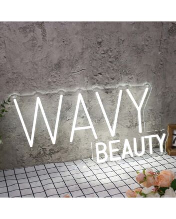 Wavy Beauty White Neon Sign