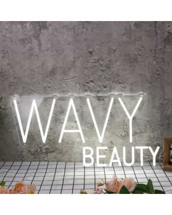 Wavy Beauty White Neon Sign