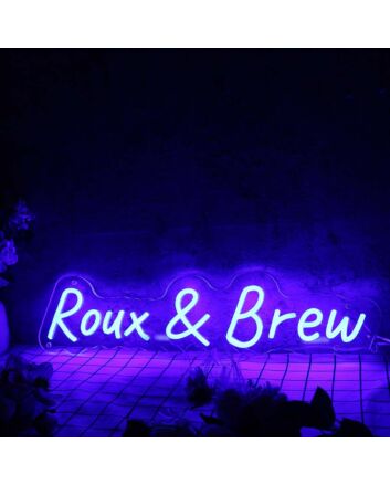Roux And Brew Blue Neon Sign