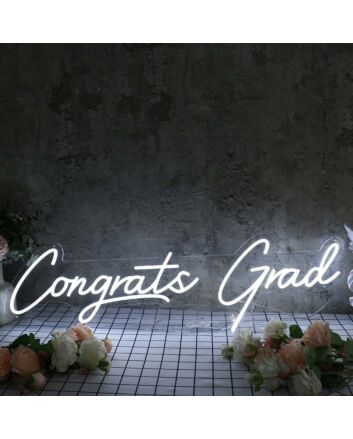 Congrats Grad White Neon Sign
