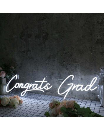 Congrats Grad White Neon Sign