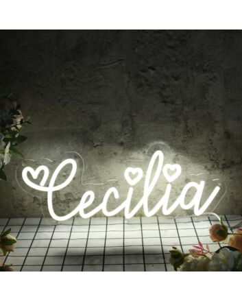 Cecilia White Neon Sign