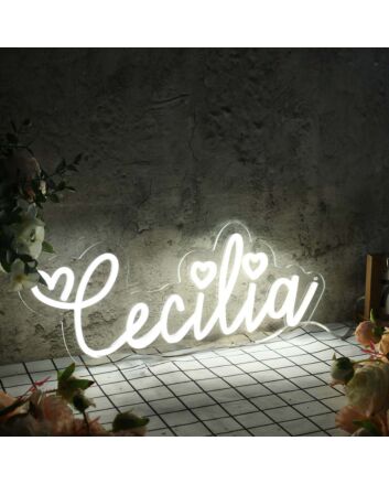 Cecilia White Neon Sign