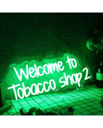 Welcome to Tobacco Shop 2 Green Neon Sign