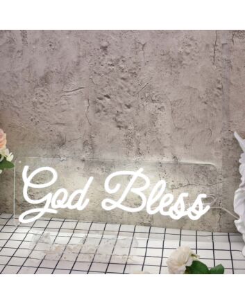 God Bless White Neon Sign