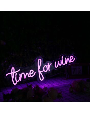 Time For Wine Purple Neon Sign