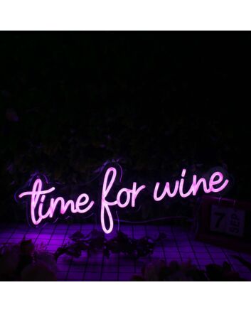Time For Wine Purple Neon Sign