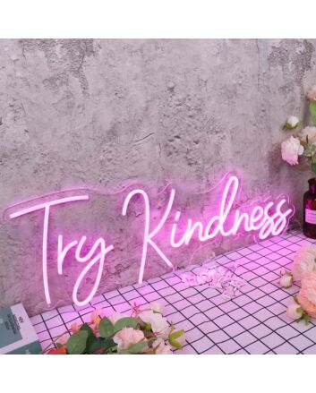 Try Kindness Purple Neon Sign