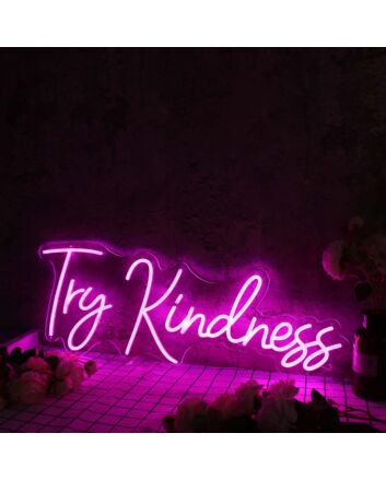 Try Kindness Purple Neon Sign