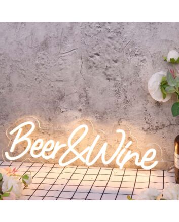 Beer And Wine Yellow Neon Sign