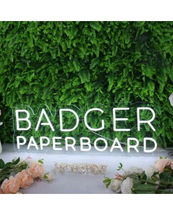 Badger Paperboard White Neon Sign