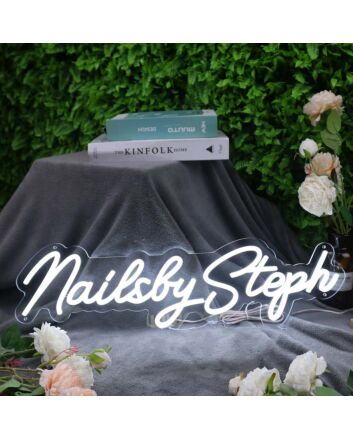 Nails By Steph White Neon Sign