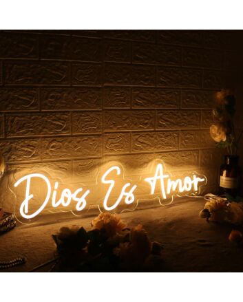 Dios Es Amor Yellow Neon Sign