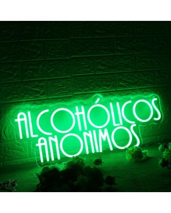 Alcoholicos Anonimos Green Neon Sign