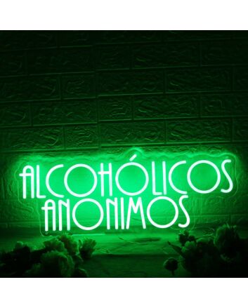 Alcoholicos Anonimos Green Neon Sign