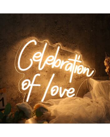 Celebration Of Love Yellow Neon Sign